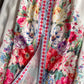 Retro lantern sleeves a-line printed dress elegant dress long skirt      S3935