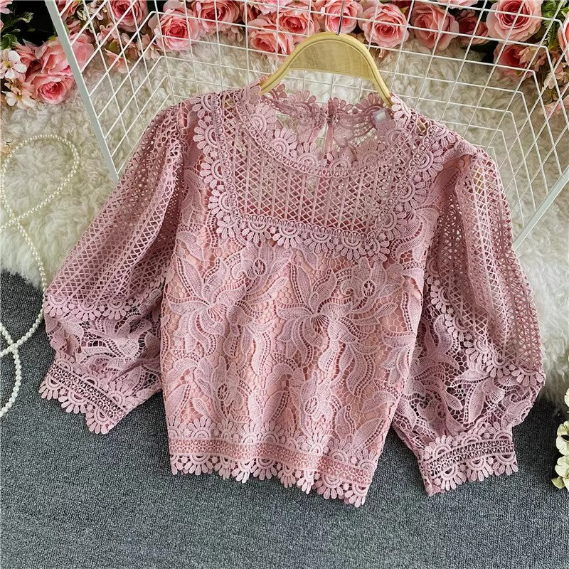 Retro short lace shirt     S3910