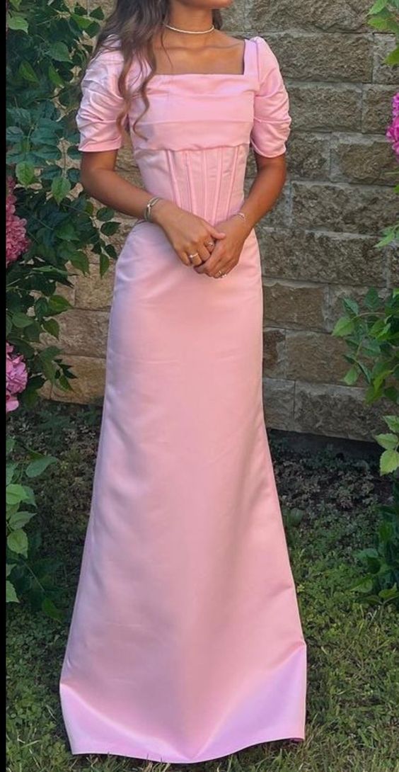 Pink long evening prom dress     S2605