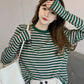 Striped long-sleeved t-shirt women's top       S3420