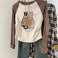Retro Short Irregular Long Sleeve T-shirt Women's  Top     S3423