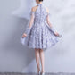 Gray Lace Short Prom Dress, Gray Lace Homecoming Dress       S2962