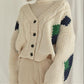 Loose diamond contrast color Knitting cardigan Sweater coat    S2794