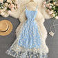 Cute a Line Tulle Floral Dress,spaghetti Strap Dress     S4438