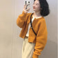 Orange knitted cardigan sweater spring women's new spring and autumn coat     S3379