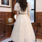 White A-line Lace Tulle Beige Short Prom Dress, Beige Homecoming Dress   S3279