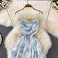 floral suspender skirt long skirt chiffon dress     S4134