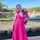 A-Line Long Hot Pink Prom Dresses       S3926