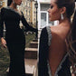 Gorgeous Mermaid Long Sleeves One-Shoulder Spandex Beading Prom Dresses        S3747