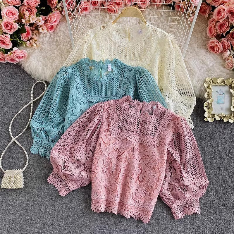 Retro short lace shirt     S3910