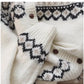Vintage-style round-neck sweater jacket for women jacquard long-sleeved knitted cardigan        S4796