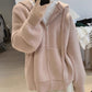 Blue loose zipper sweater for women knitted cardigan      S3407