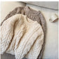 Round neck sweater for women soft knitted top trendy     S4863