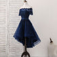 Dark Blue Tulle Lace Short Prom Dress, Dark Blue Homecoming Dress      S2966