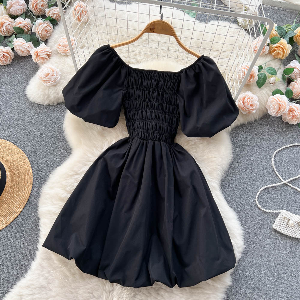 Cute Puff Sleeve Dress, A-line Fashion Girl Dress       S4409