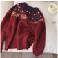 jacquard round neck sweater for women fashionable long-sleeved sweater     S4801