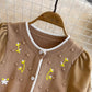 long-sleeved round neck embroidered knitted round neck mid-length a-line dress for women     S4339