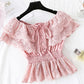 Romantic Short-sleeved Lace Top Women's Tops    S4388