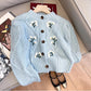embroidered sweater jacket for women knitted cardigan    S4837