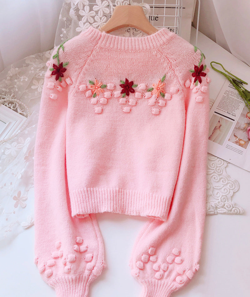 Sweet Flowers Long Sleeve Sweater       S4375