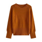 Winter solid color round neck soft sweater     S4688