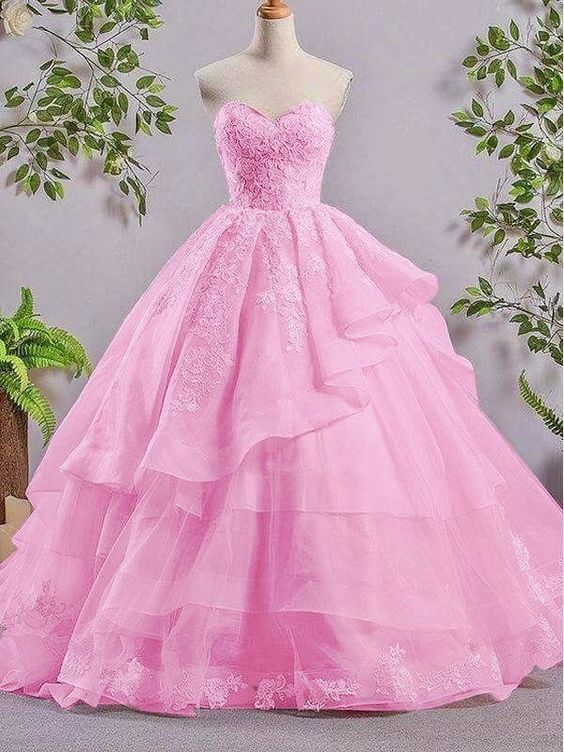 Elegant Ball Gown Pink Dress For Women Evening Gowns     S3056