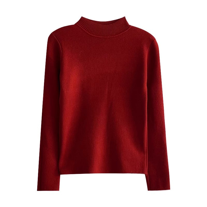 Solid color simple long-sleeved knitted sweater    S4686