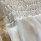 Bohemian white long skirt lantern sleeves square neck chiffon A-line skirt dress      S3916