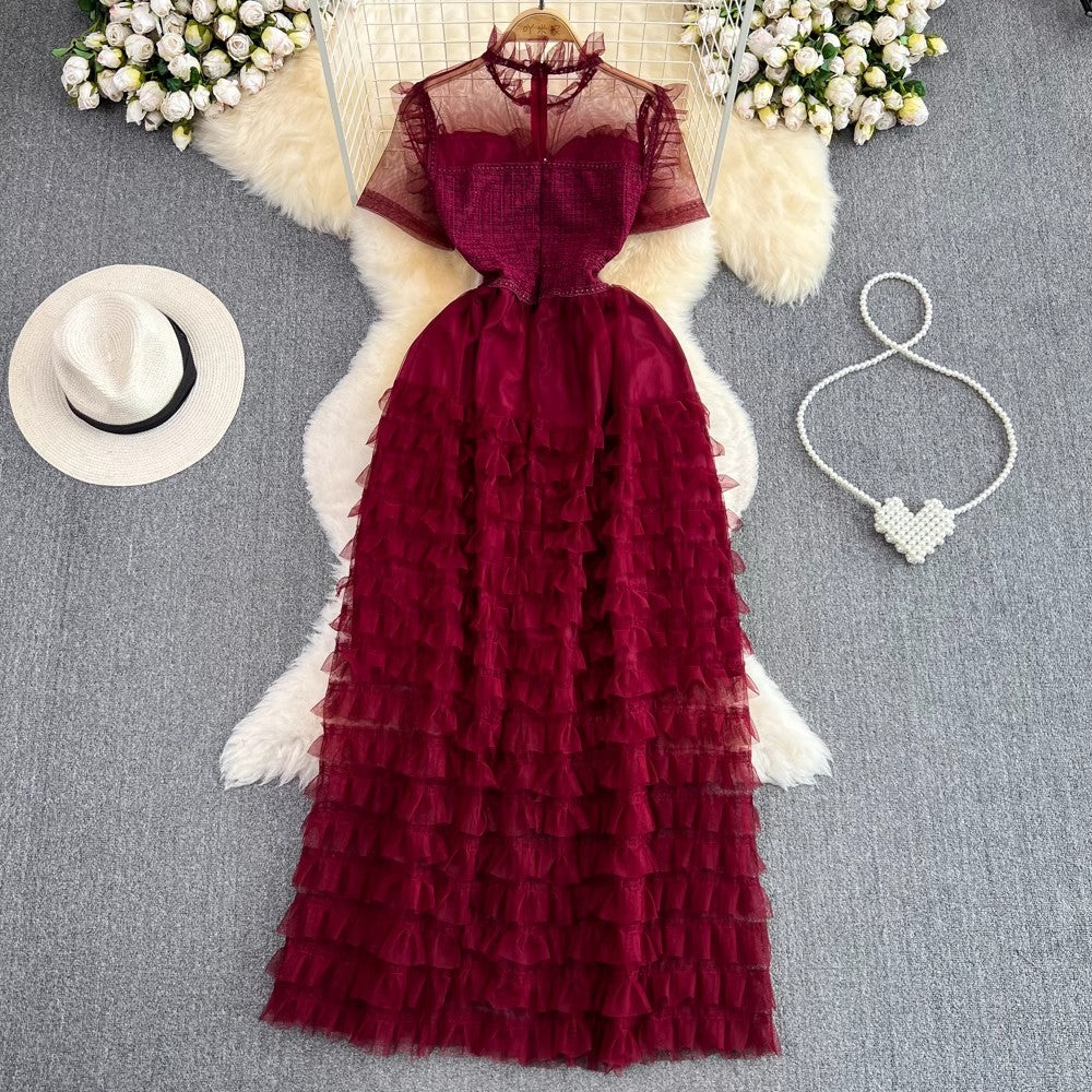 A-line cake dress elegant dress long skirt     S4329