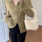 Simple and stylish double zipper sweater long-sleeved sweater jacket     S4784