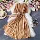 knee-length skirt V-neck dress        S4202
