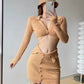 hot girls knitted short cardigan sweater skirt two-piece set     S3395