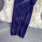 Long-sleeved halterneck V-neck stretch knit dress        S4303