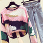 Cute Colorful Long Sleeve Sweater Round Neck Sequins Sweater    S4371