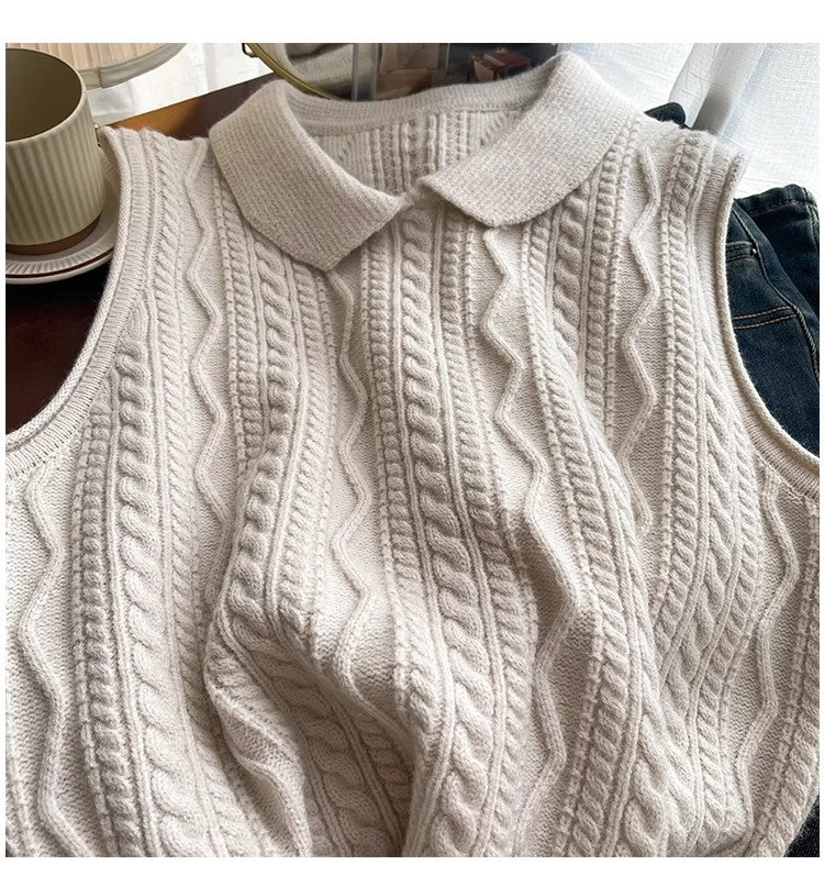 College style knitted vest for women new retro sweater vest trend     S5015