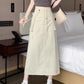 workwear skirt for women summer new mid-length high-waist drawstring a-line long skirt    S3416