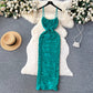 Sexy suspender dress women's pleated hot girl long skirt    S4555