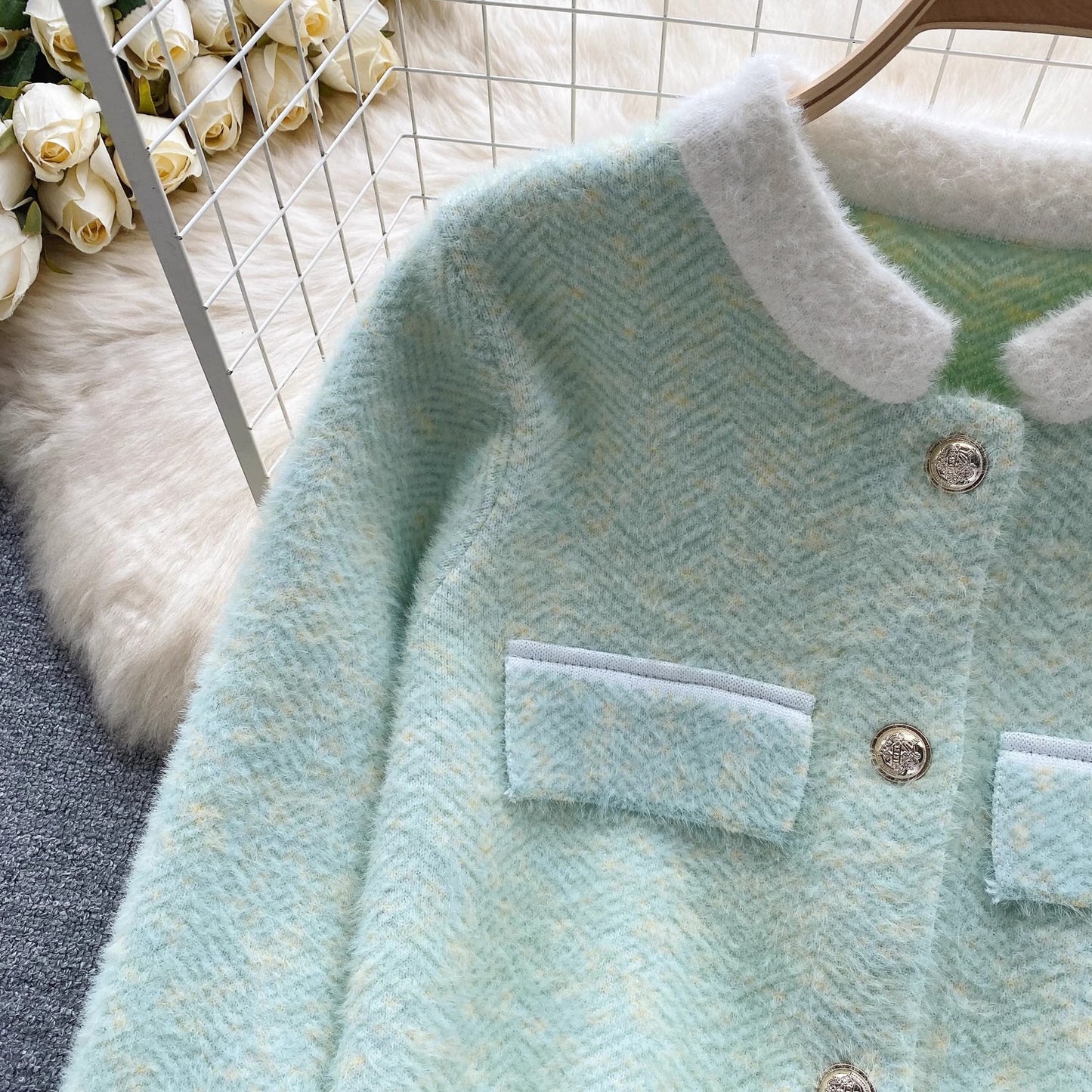 sweater jacket for women sweet style knitted cardigan top     S4649