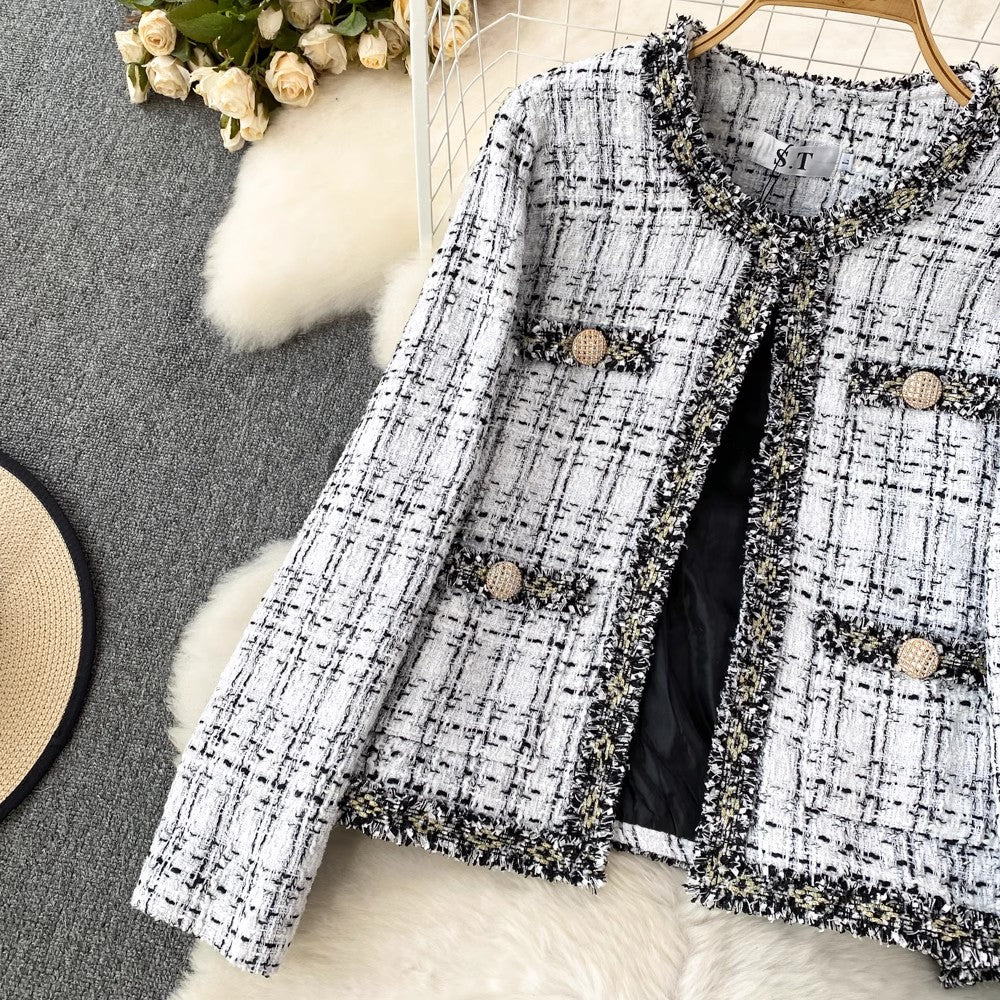 round neck short coat women's casual jacket top       S4167