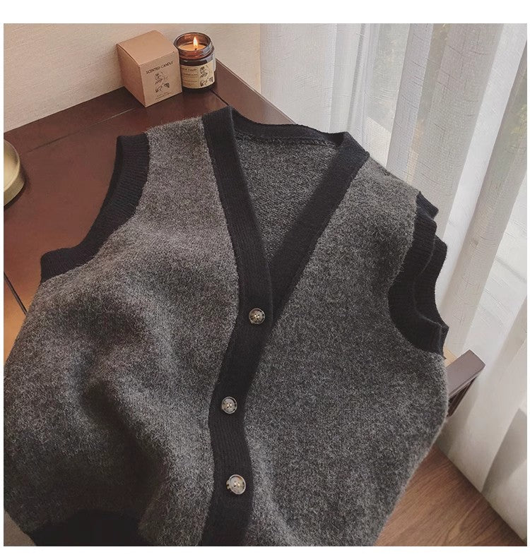 sweater vest new style women's outer knitted vest sleeveless v-neck vest jacket   S4989