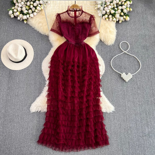 A-line cake dress elegant dress long skirt     S4329