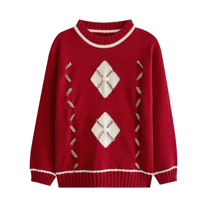 sweet long-sleeved knitted sweater    S4727