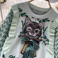 sweater women's new style ruffled kitten short sweater top        S4526