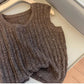 Solid Color Twist Sleeveless Knitted Vest Women's New Style Sweater Vest Trendy      S5033