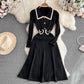 long-sleeved mid-length A-line knitted dress       S4236