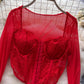 Sexy lace mesh long-sleeved T-shirt for women hot girl short top     S4591