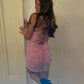 Pink Cowl Neck Sheath Sequins Lace-Up Mini Homecoming Dress   S2619