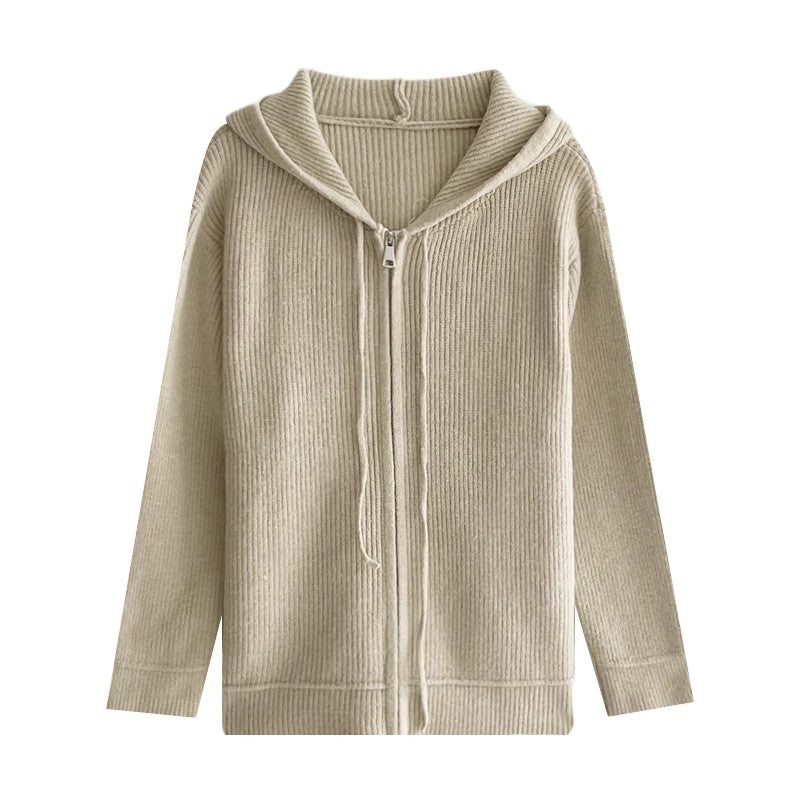 elegant knitted sweater solid color sweater jacket    S4709