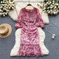 Floral Drawstring Fold Bodycon Maxi Dress     S4451