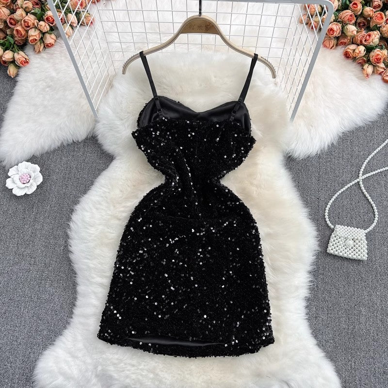 fashion mid-length sequined suit jacket two-piece sexy dress    S4022